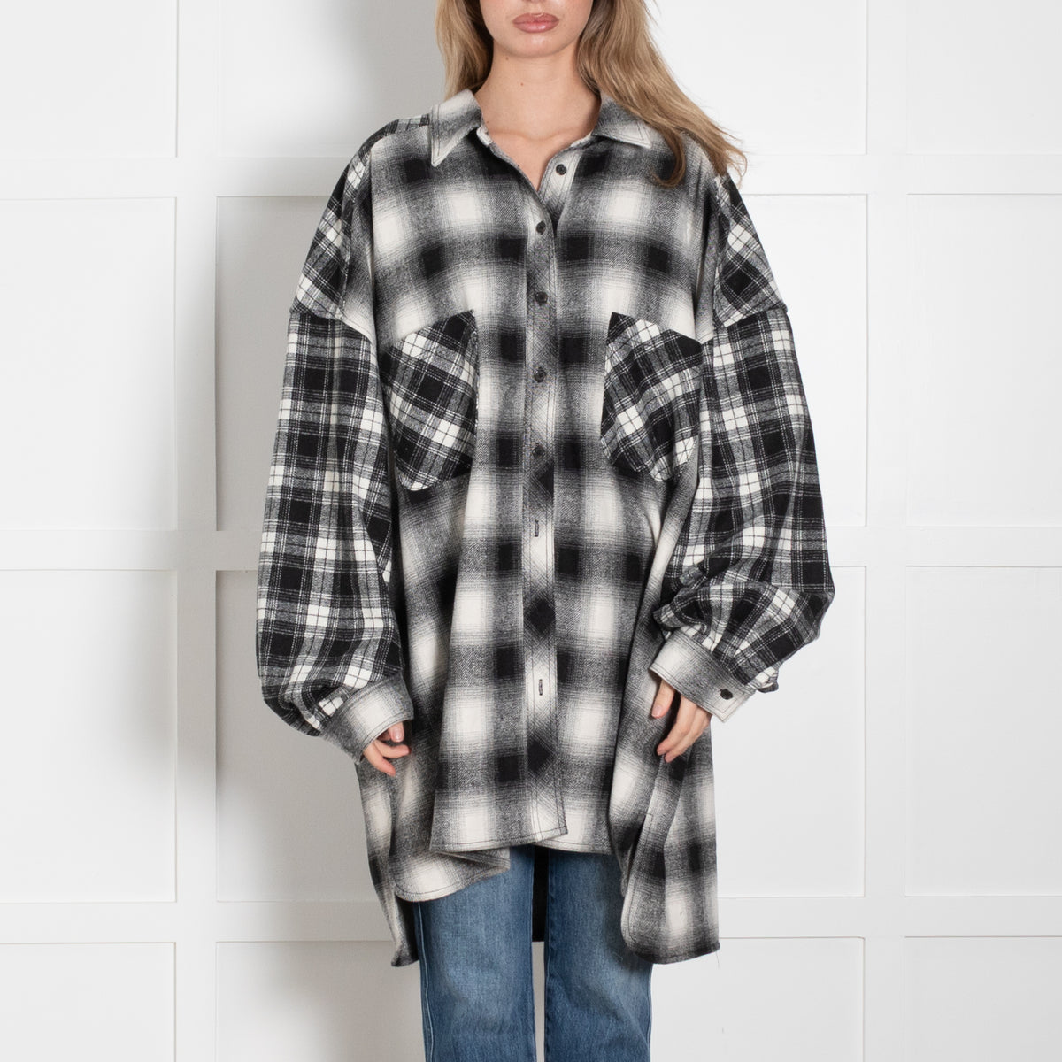 Little Lies Grey Plaid Rivington Oversized Shirt