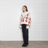 Hayley Menzies Cream and Terracotta Chunky Knit Intarsia Cardigan