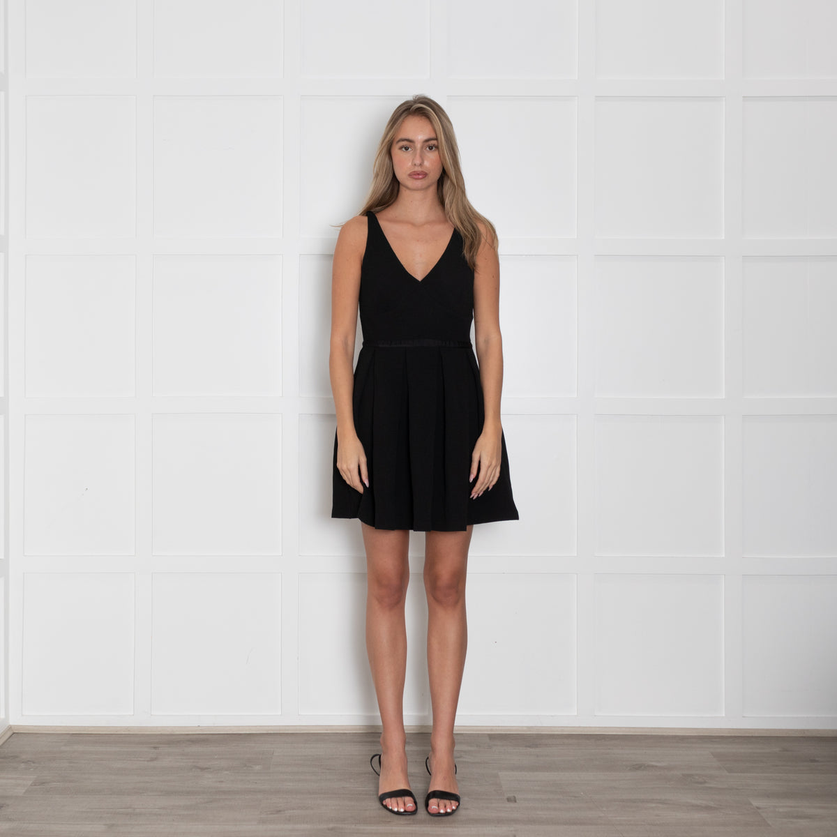 Claudie Pierlot Black Textured Fit And Flare Sleeveless Mini Dress