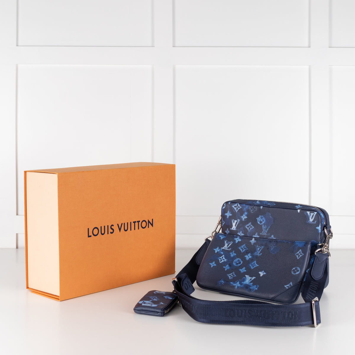 Louis Vuitton Navy Light Blue Leather Trio Messenger Bag