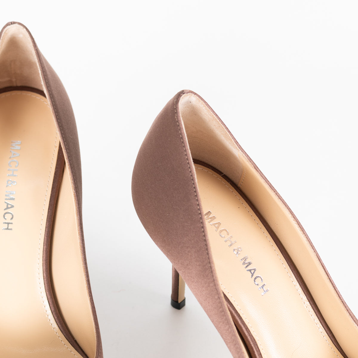 Mach & Mach Brown Satin Crystal Double Bow Shoes