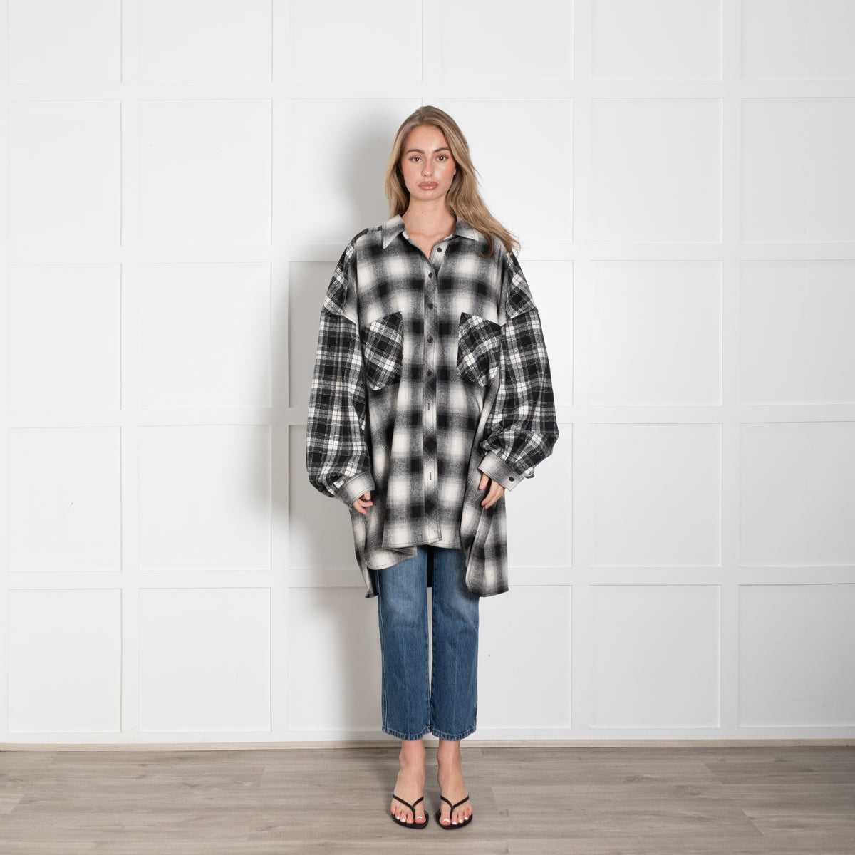 Little Lies Grey Plaid Rivington Oversized Shirt