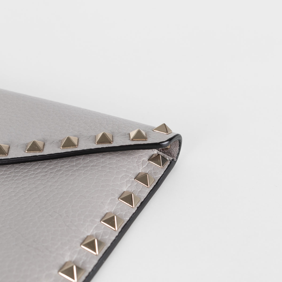 Valentino Grey Grained Leather Rockstud Envelope Clutch