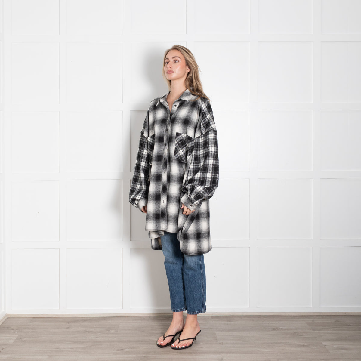 Little Lies Grey Plaid Rivington Oversized Shirt