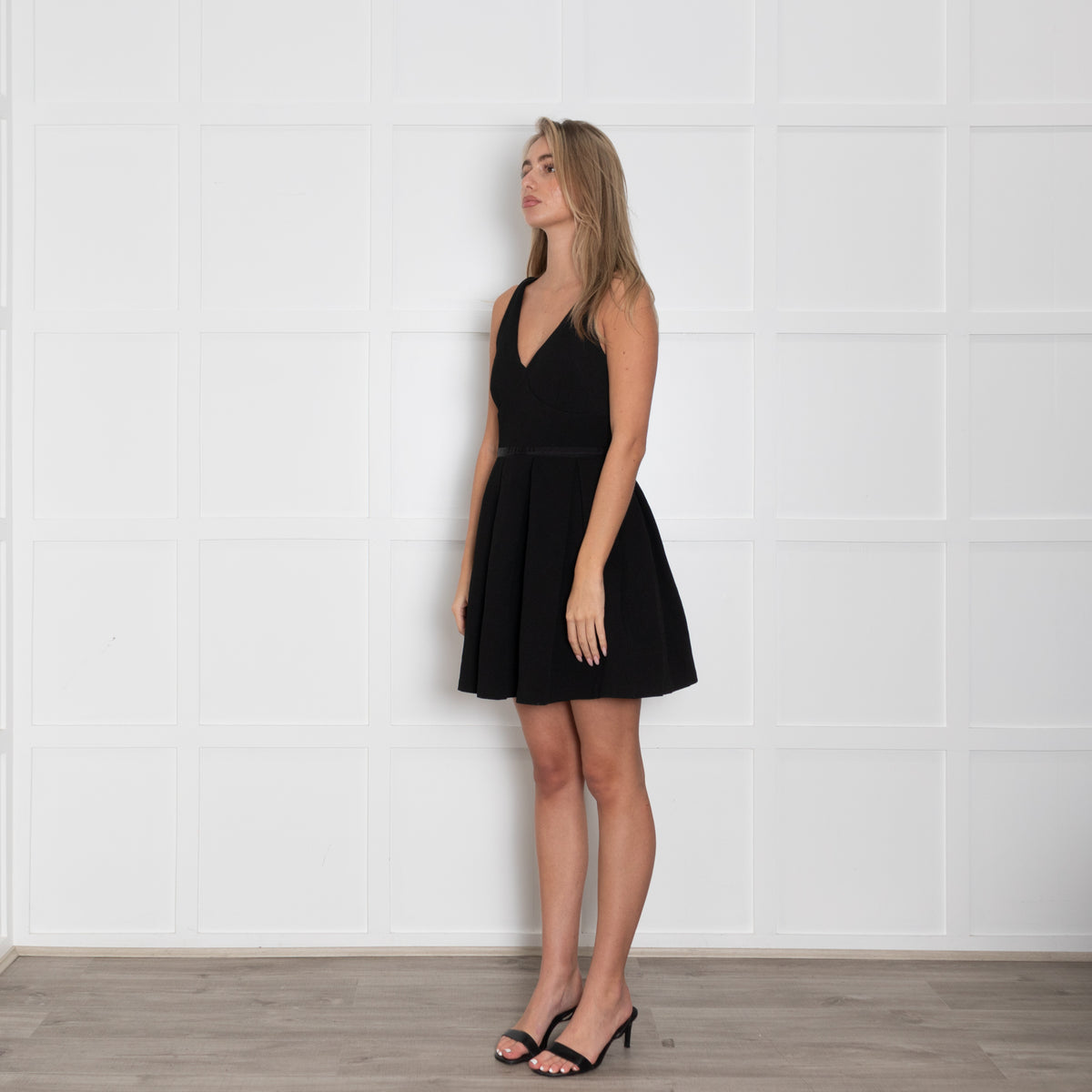 Claudie Pierlot Black Textured Fit And Flare Sleeveless Mini Dress