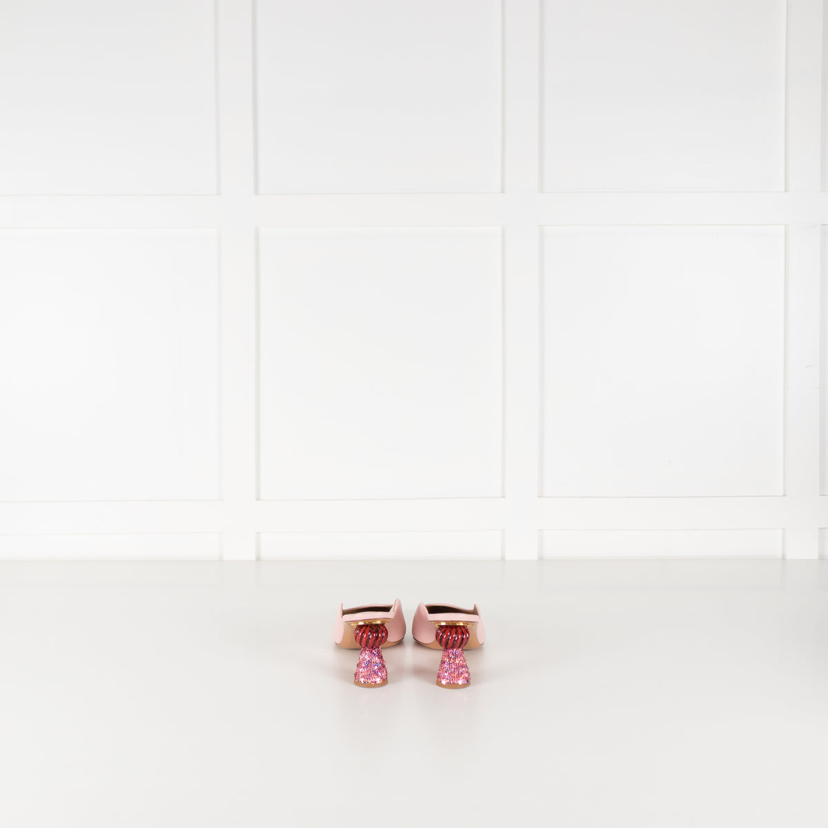 Jacquemus Pink Leather Sequin Kitten Heel Maceio Mules