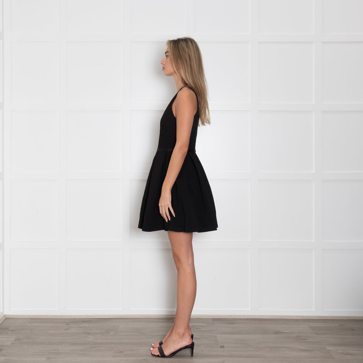 Claudie Pierlot Black Textured Fit And Flare Sleeveless Mini Dress