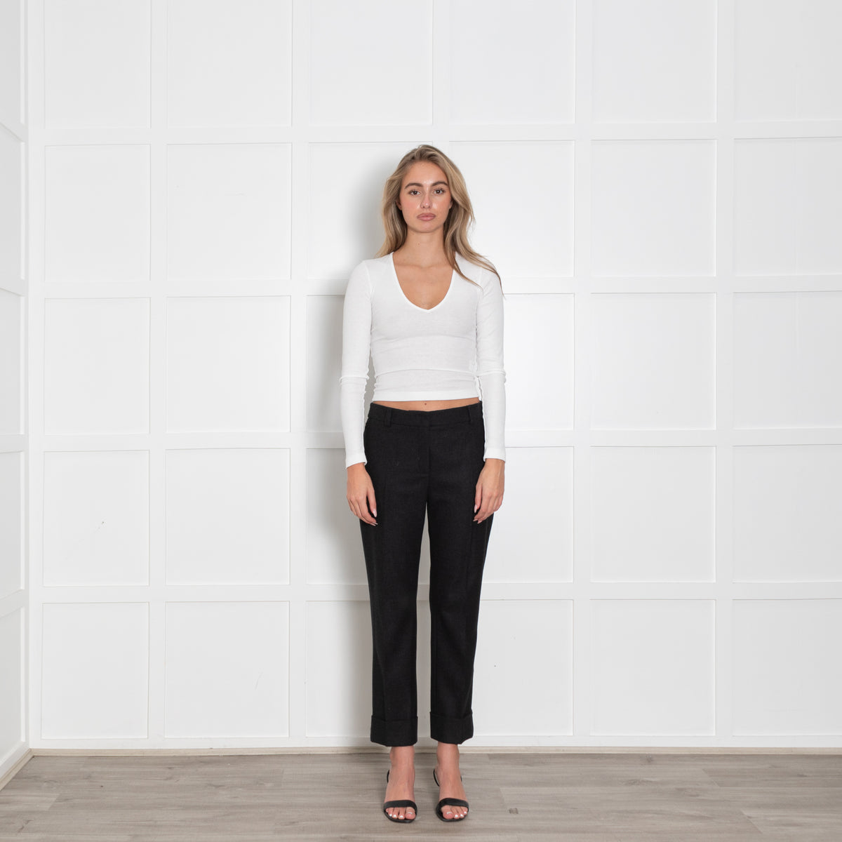 Akris Dark Grey Wool Turn Up Trousers