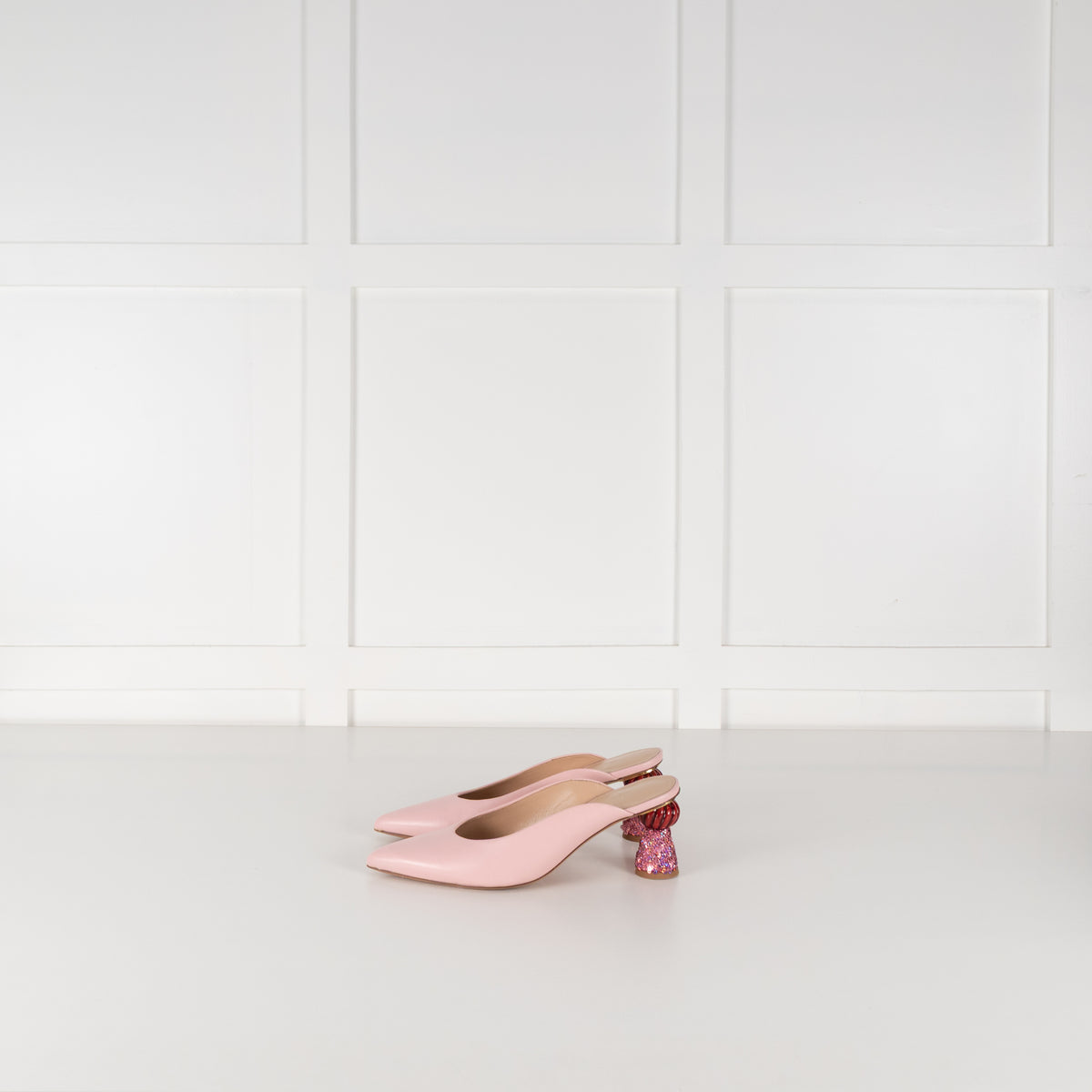 Jacquemus Pink Leather Sequin Kitten Heel Maceio Mules