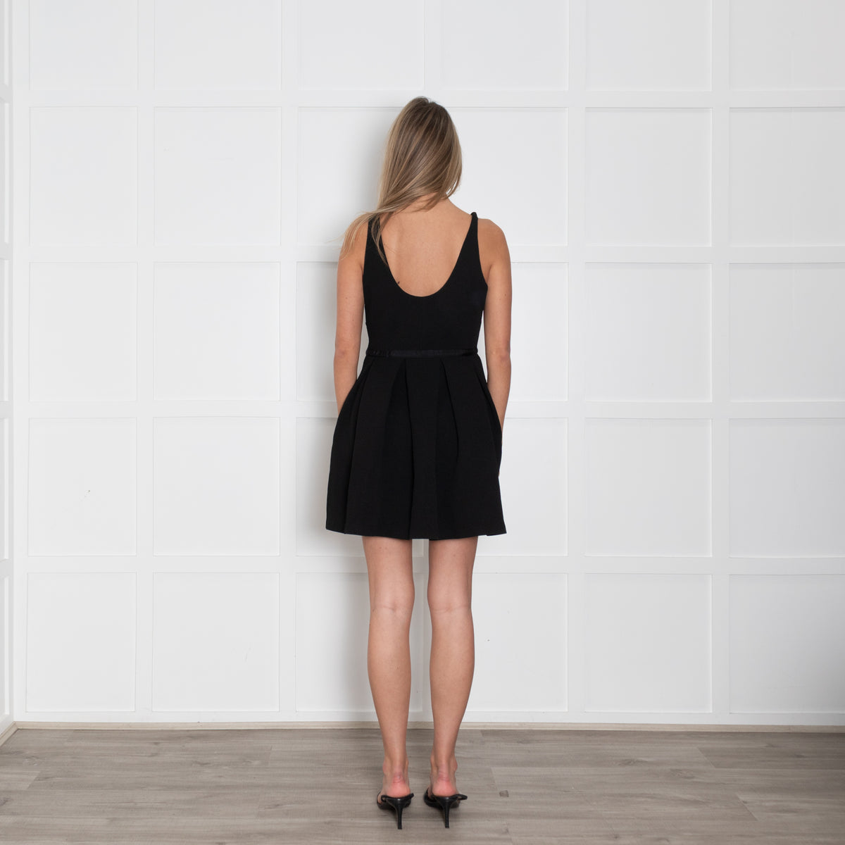 Claudie Pierlot Black Textured Fit And Flare Sleeveless Mini Dress