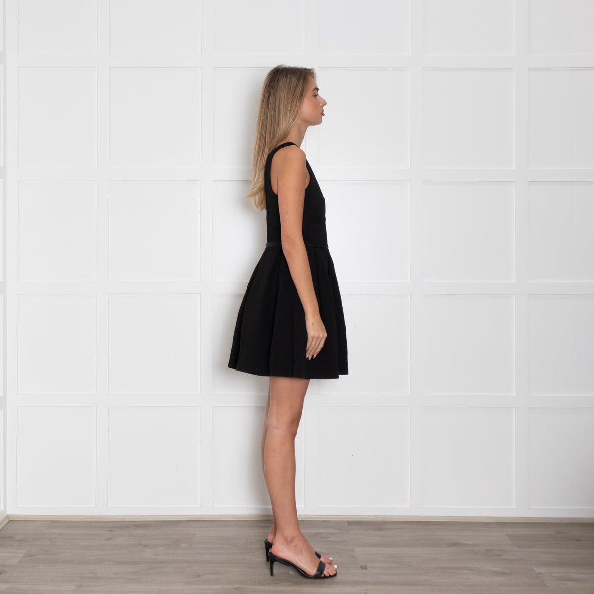 Claudie Pierlot Black Textured Fit And Flare Sleeveless Mini Dress