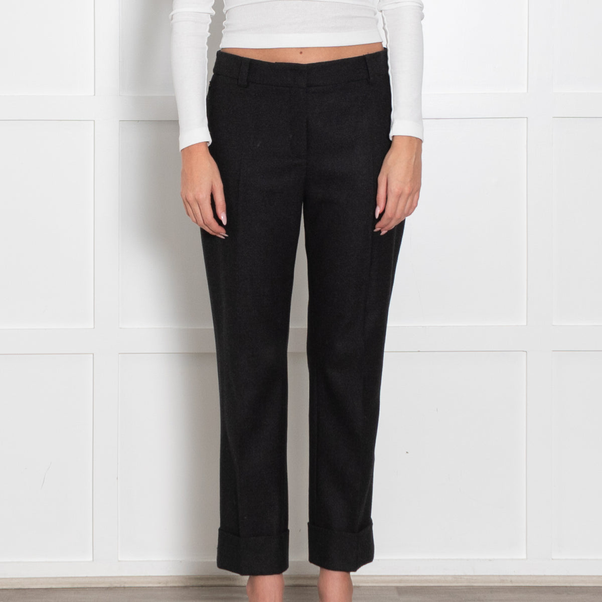 Akris Dark Grey Wool Turn Up Trousers