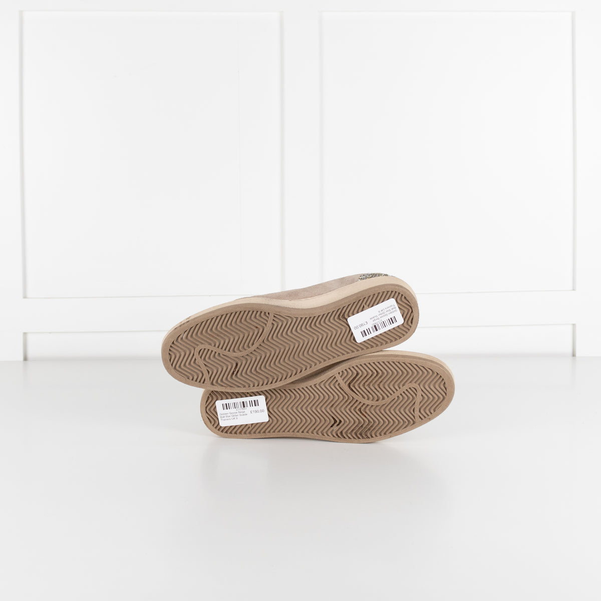 Golden Goose Beige Ball Star Glitter Suede Trainers UK 9