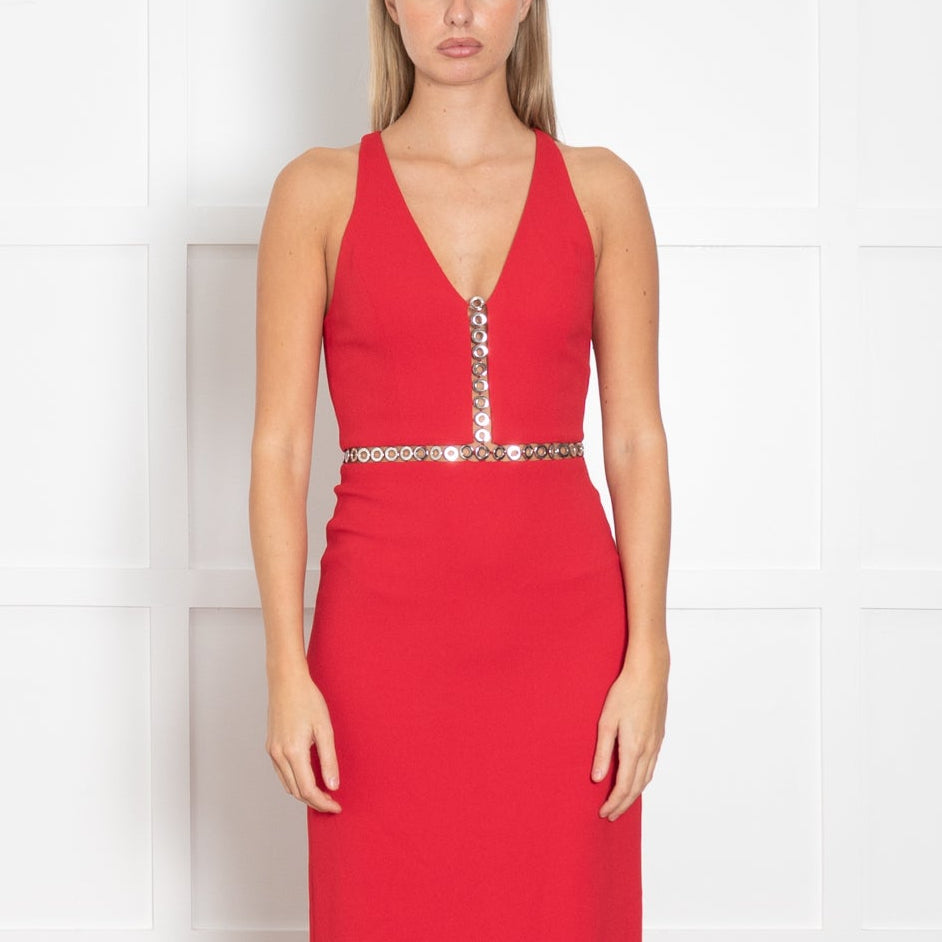 Alexander Wang Red Eyelet Column Dress