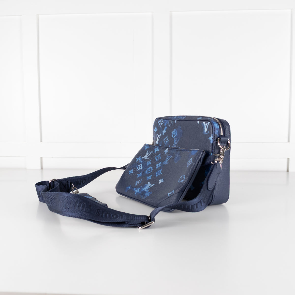 Louis Vuitton Navy Light Blue Leather Trio Messenger Bag