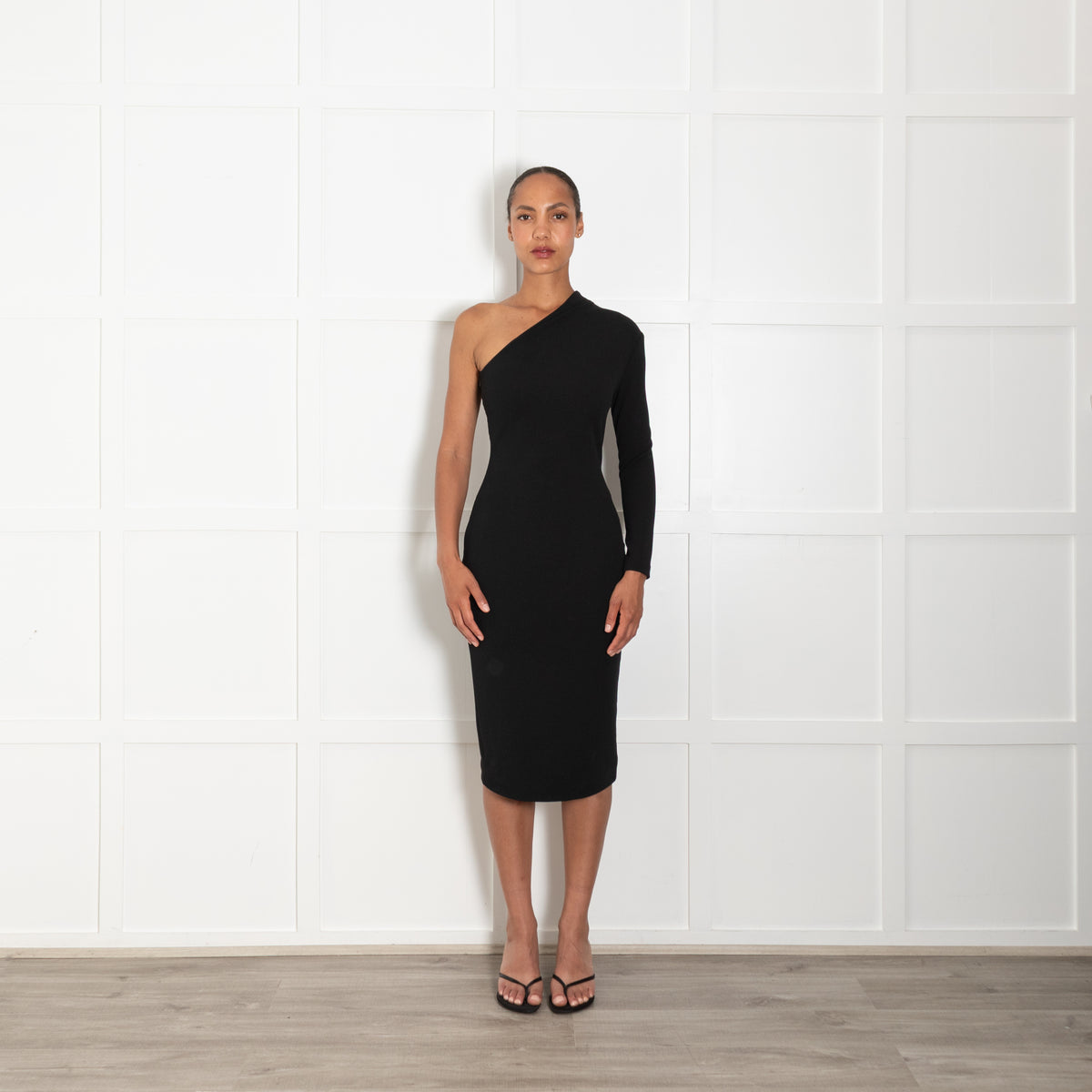 Solace London Black One Shoulder Dress