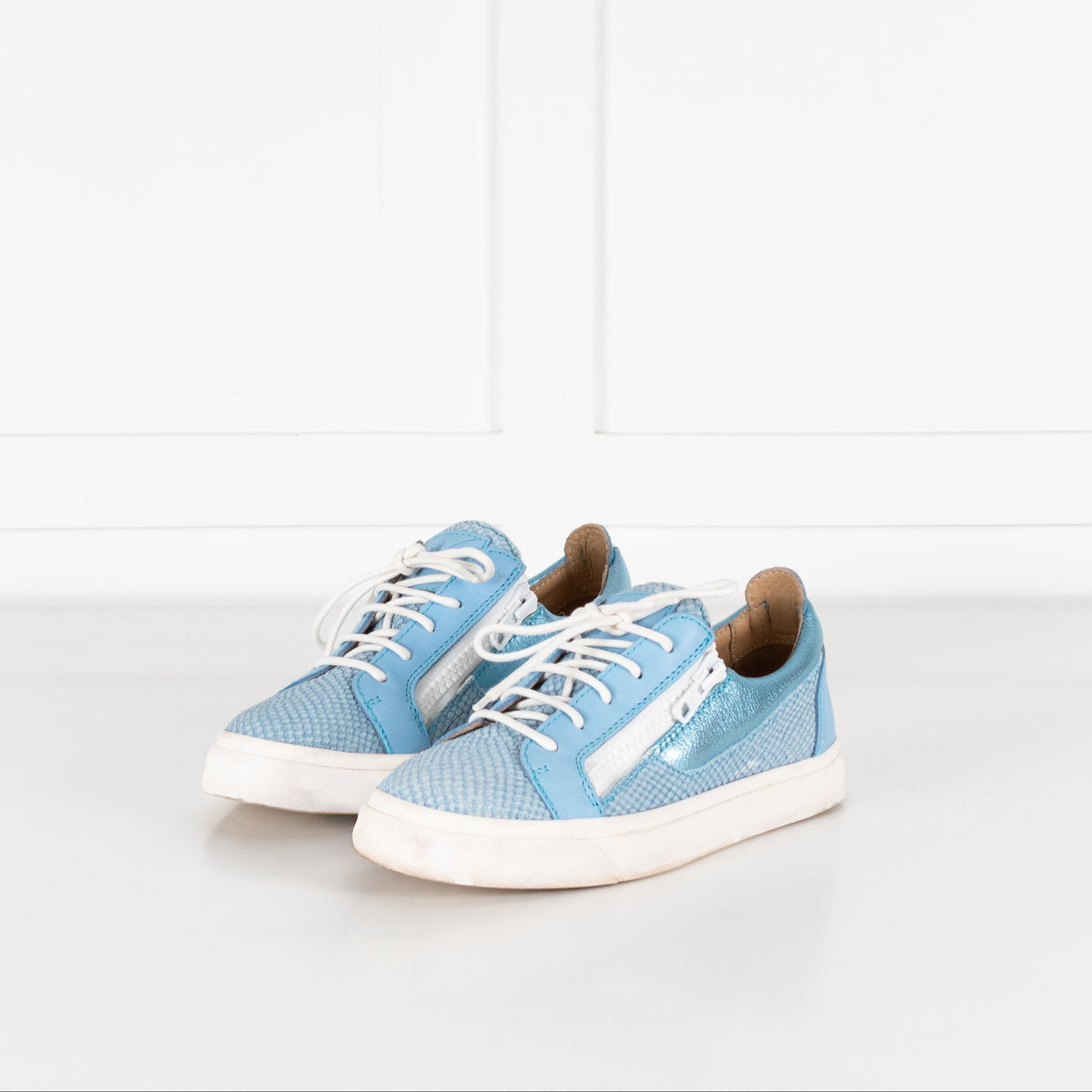 Giuseppe Zanotti Blue White Snake Skin Trainers