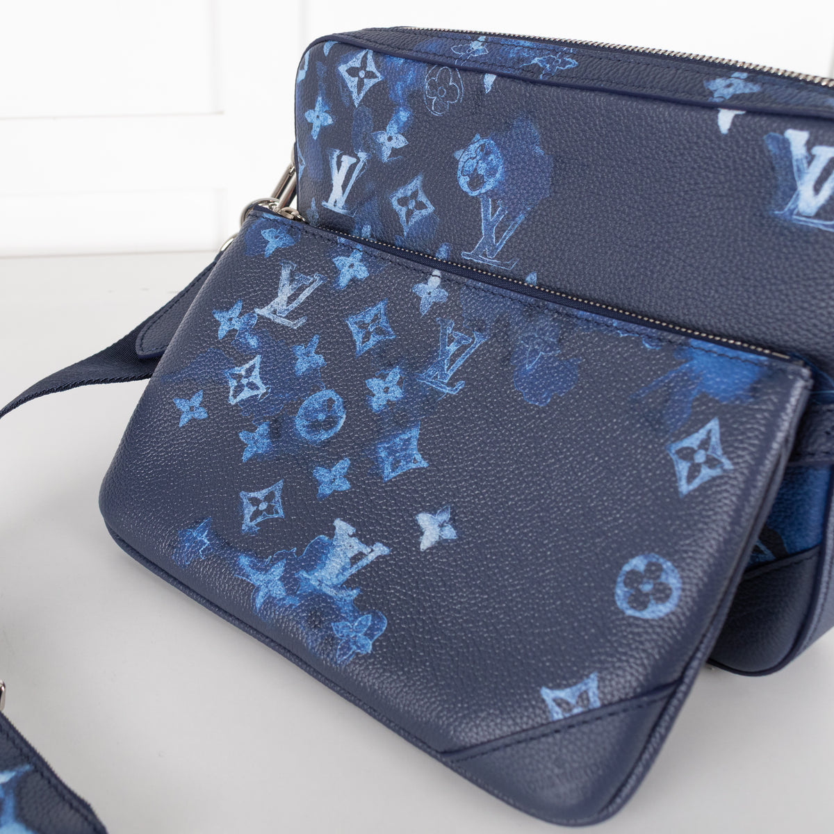 Louis Vuitton Navy Light Blue Leather Trio Messenger Bag