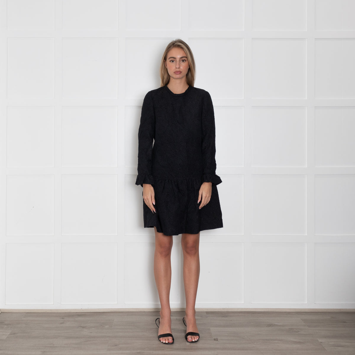 Chloe Black Textured Fabric Silk Mini Dress