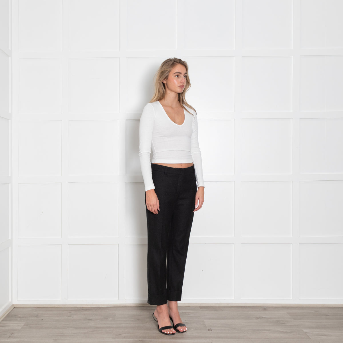 Akris Dark Grey Wool Turn Up Trousers