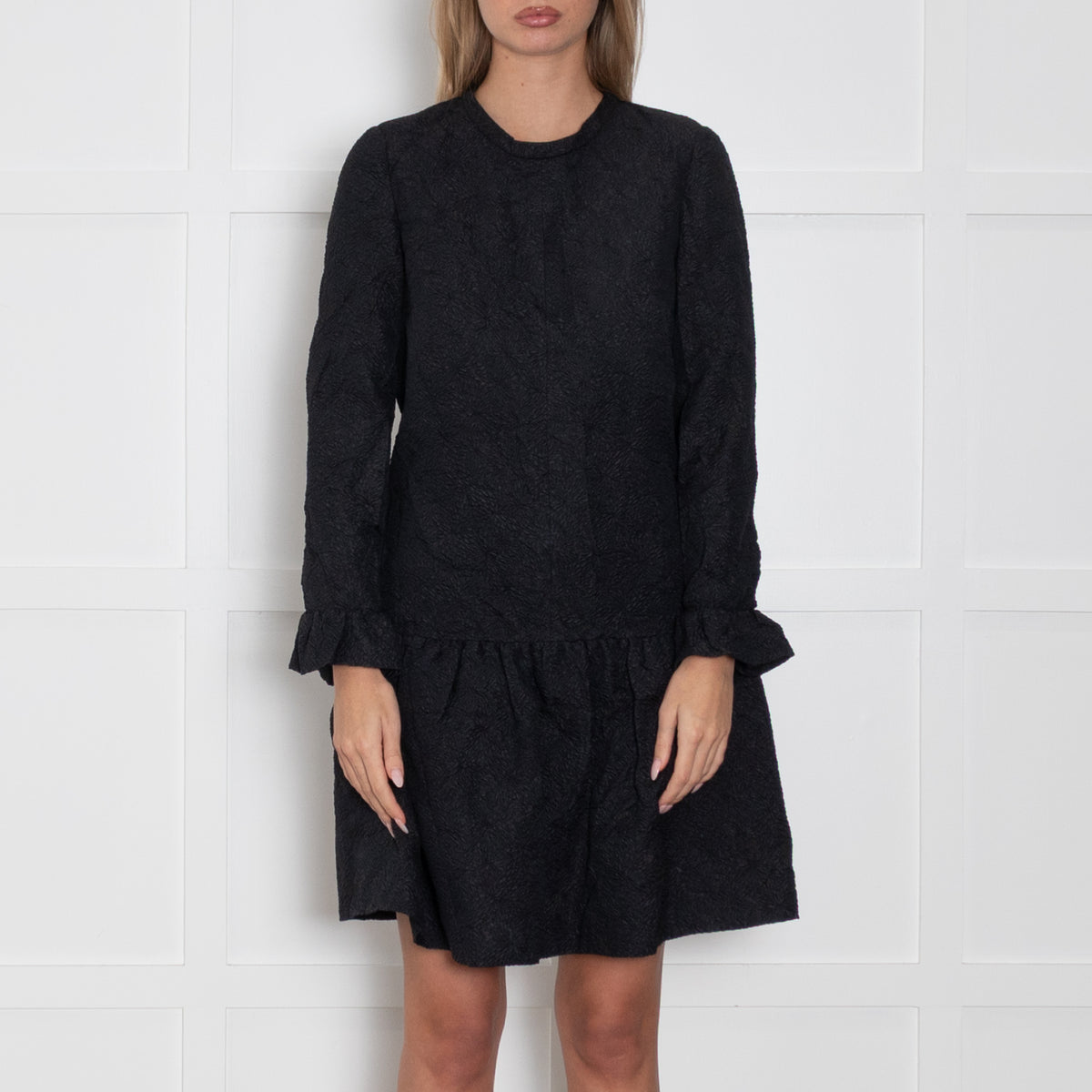 Chloe Black Textured Fabric Silk Mini Dress
