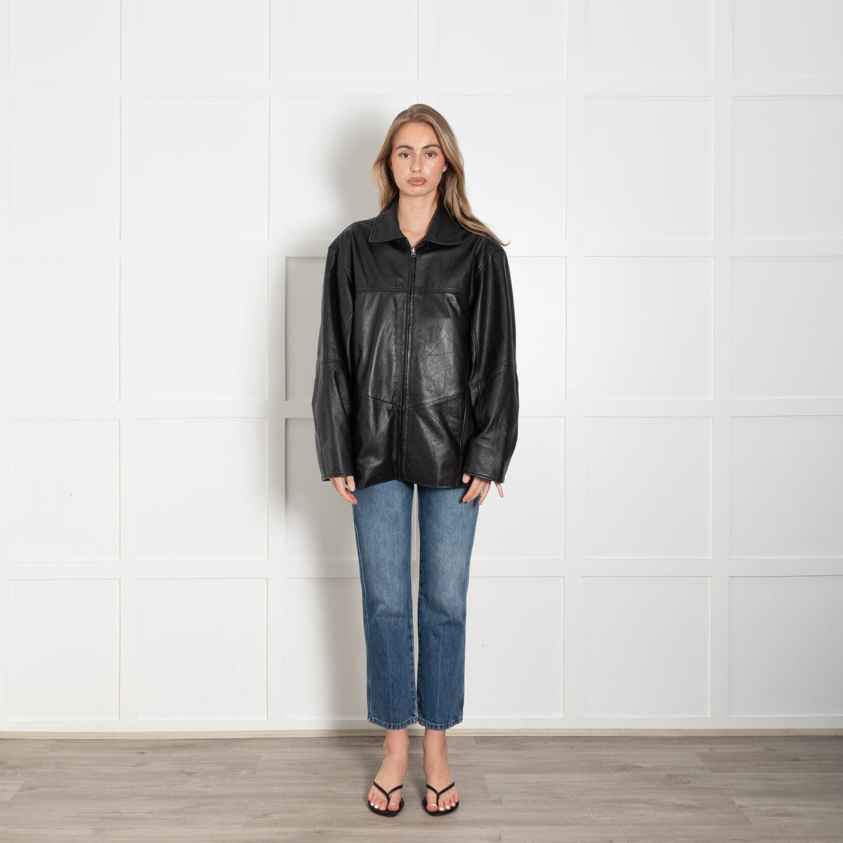 Worn Vintage Leather Oversized Jacket