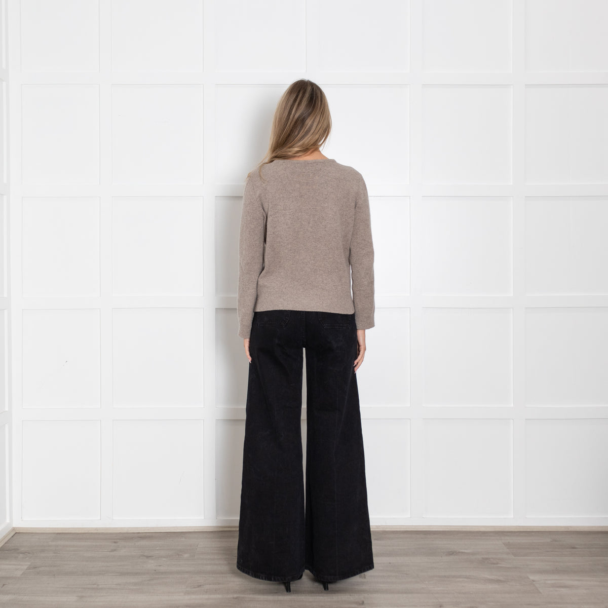 Hades Taupe Wool Jumper with Pink Front Logo