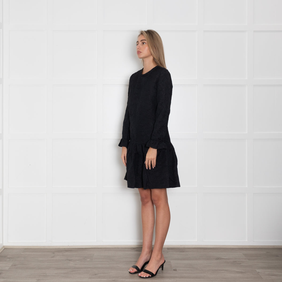 Chloe Black Textured Fabric Silk Mini Dress