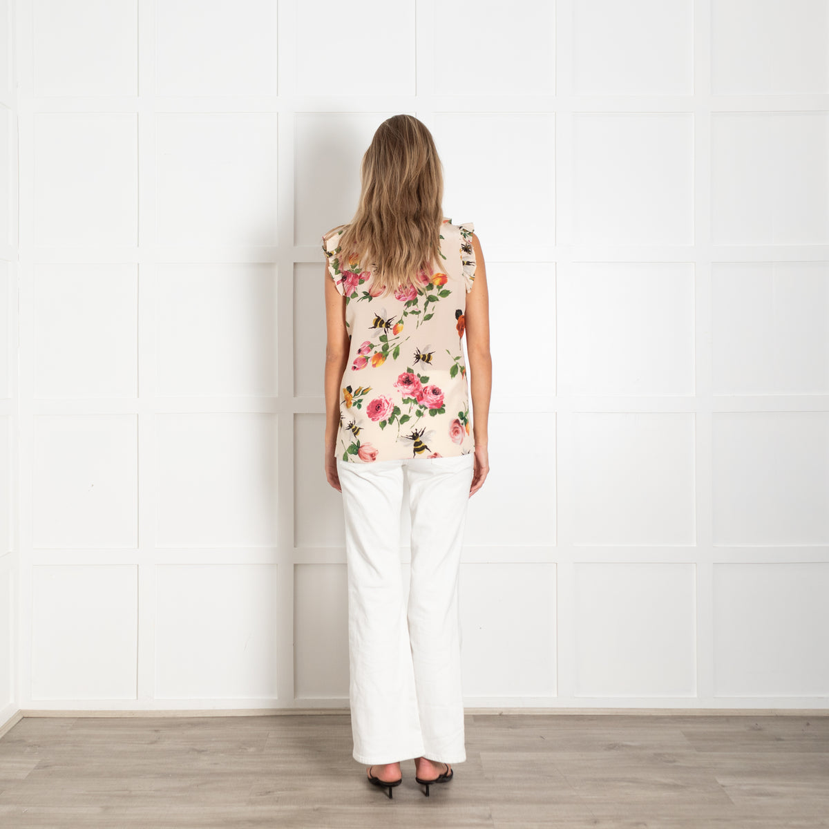 Gucci Floral And Bee Silk Sleeveless Top
