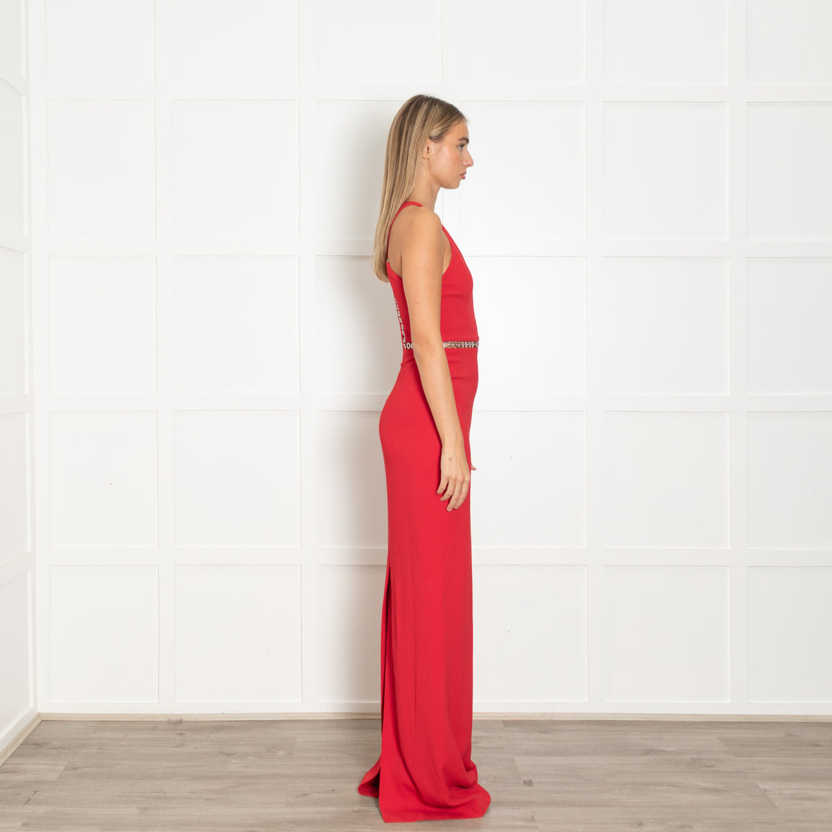 Alexander Wang Red Eyelet Column Dress