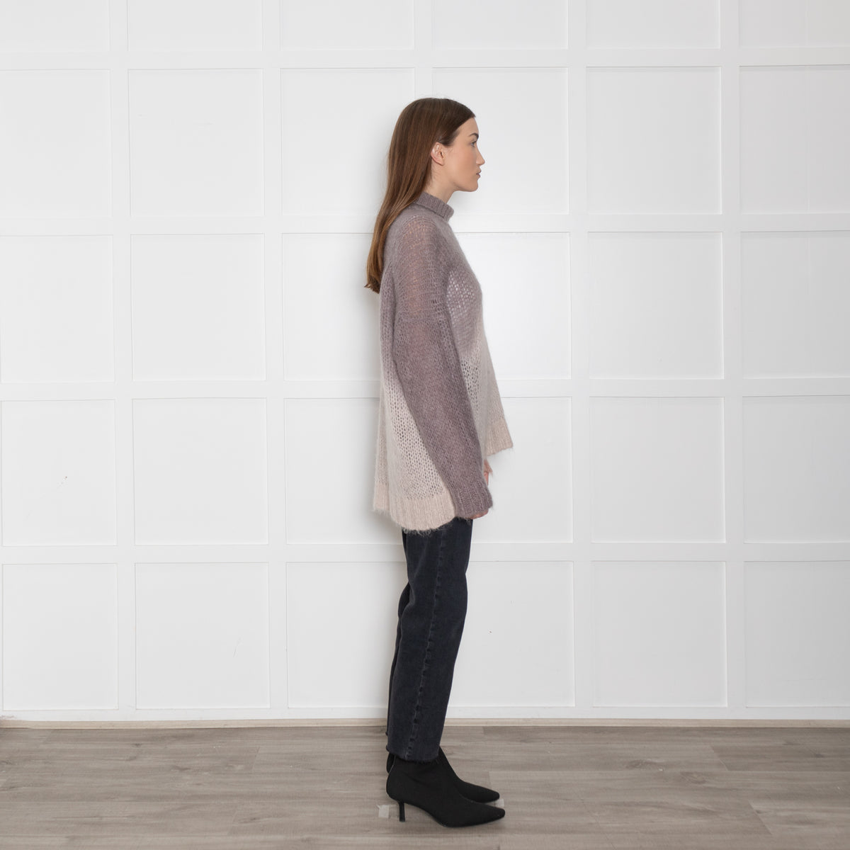 Rabens Salone Pink and Grey Tie Dye Mohair Jumper