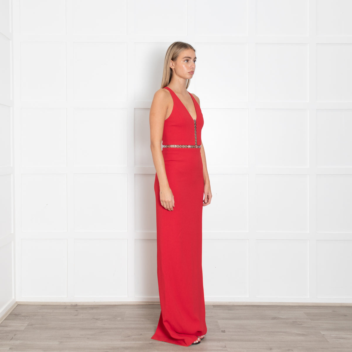 Alexander Wang Red Eyelet Column Dress