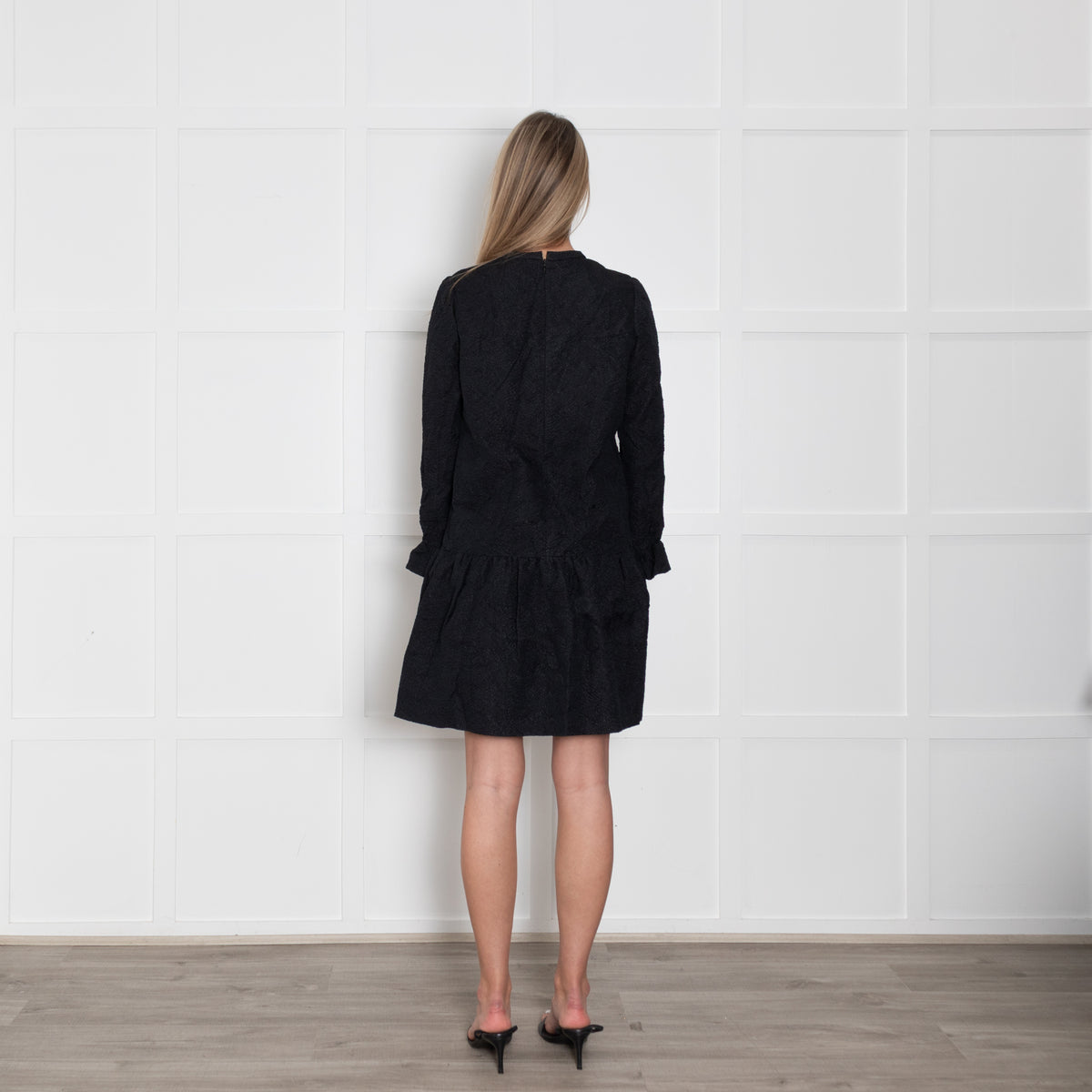 Chloe Black Textured Fabric Silk Mini Dress