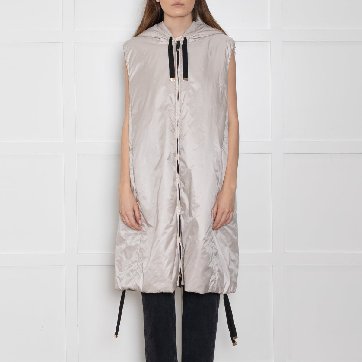 Max Mara The Cube Cream Long Hooded Gilet