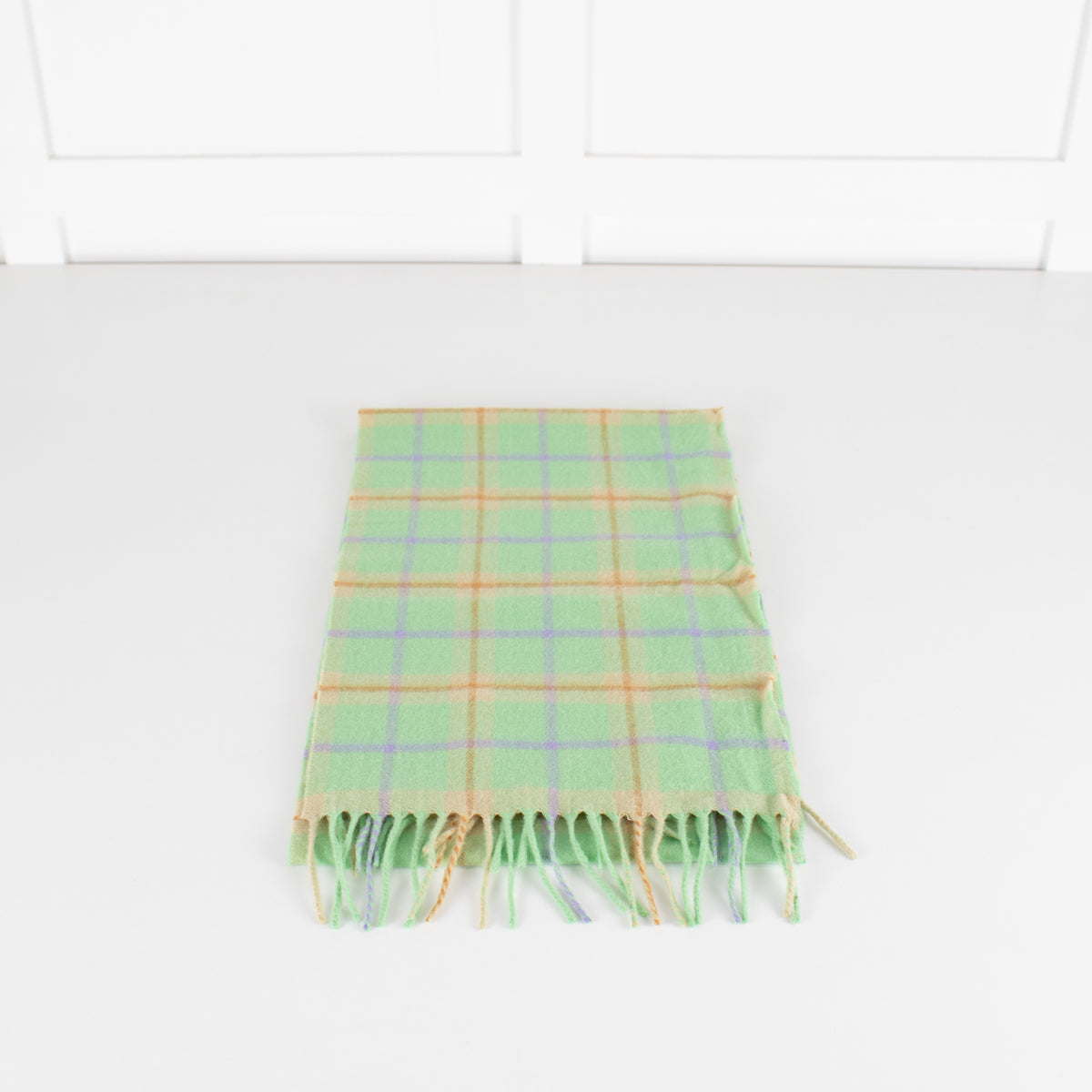 Johnstons of Elgin Green Check Cashmere Scarf