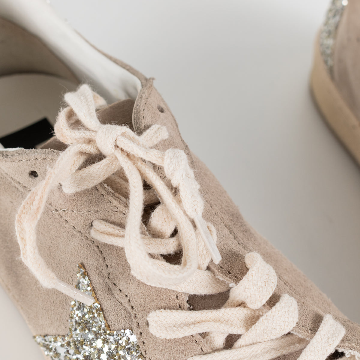 Golden Goose Beige Ball Star Glitter Suede Trainers UK 9