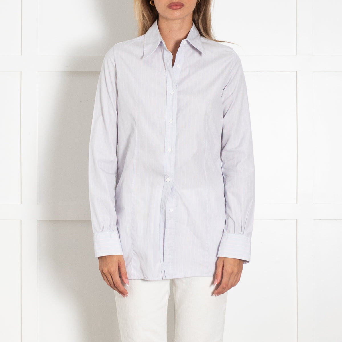 Ermanno Scervino Blue And Red Fine Stripe Button Down Shirt