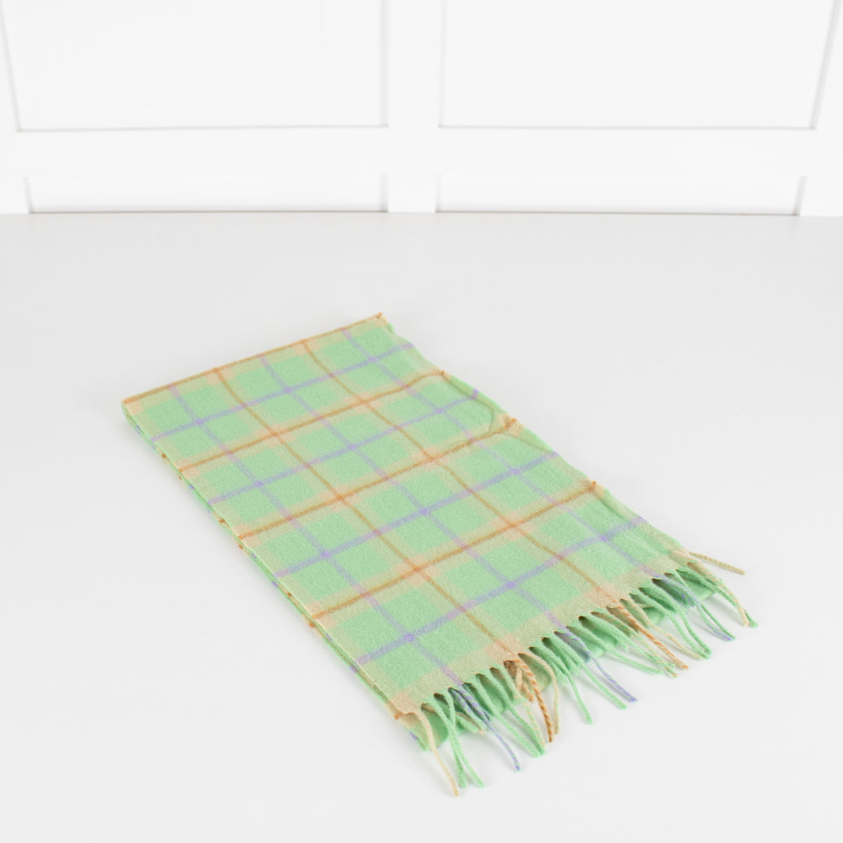 Johnstons of Elgin Green Check Cashmere Scarf