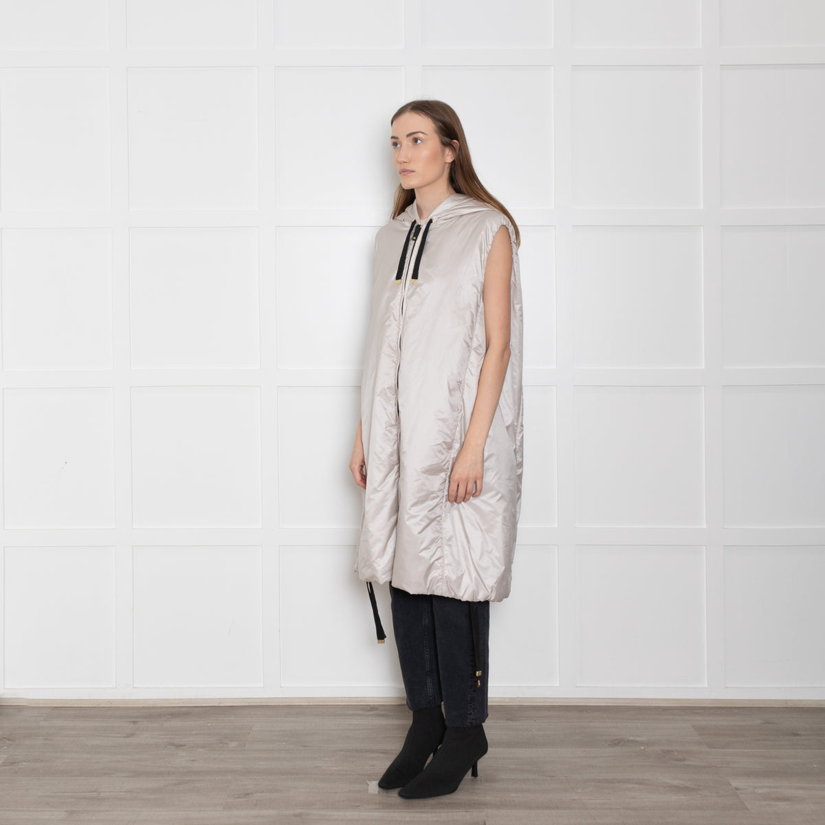 Max Mara The Cube Cream Long Hooded Gilet