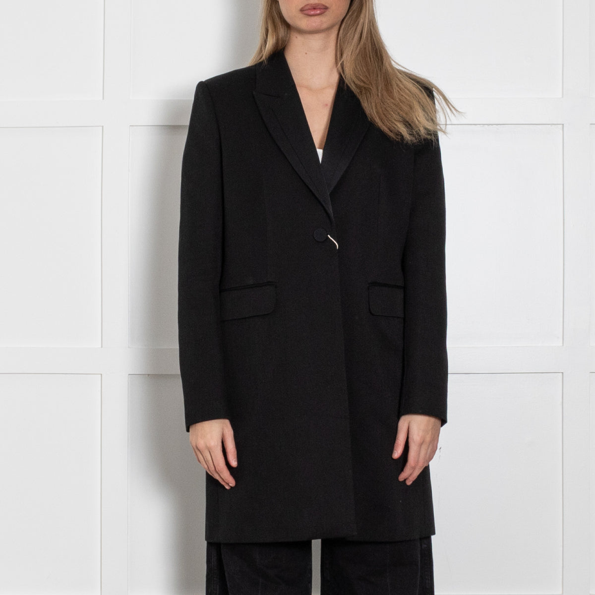 Ba&Sh Black Textured One Button Coat