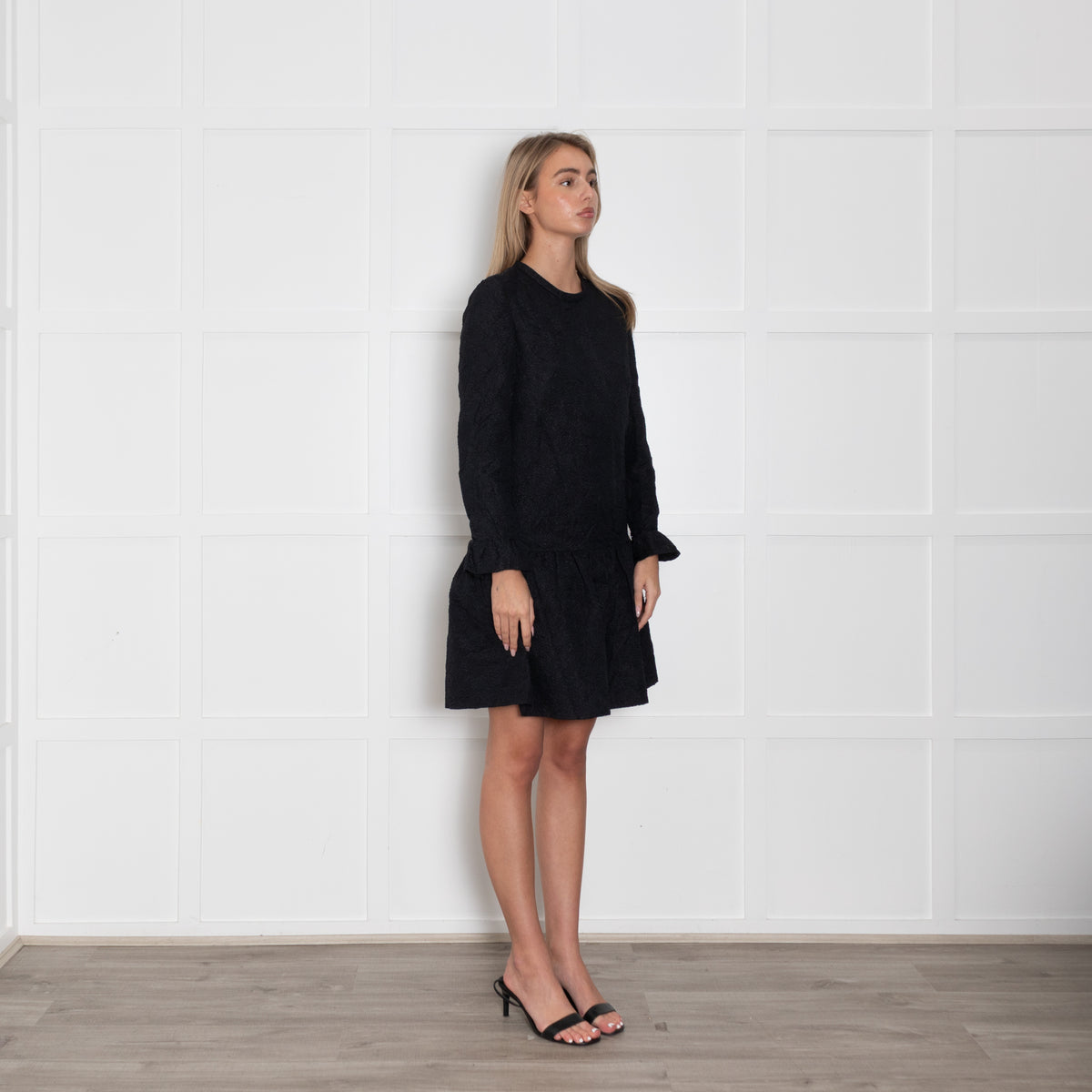 Chloe Black Textured Fabric Silk Mini Dress