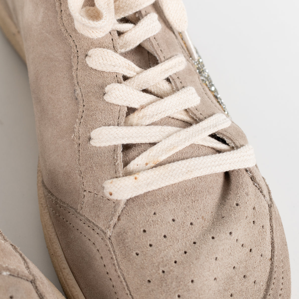 Golden Goose Beige Ball Star Glitter Suede Trainers UK 9