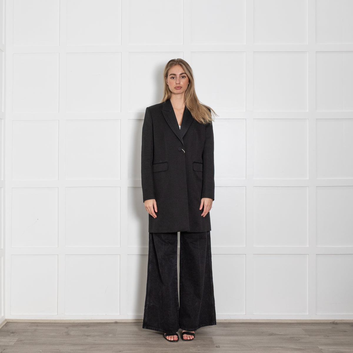 Ba&Sh Black Textured One Button Coat