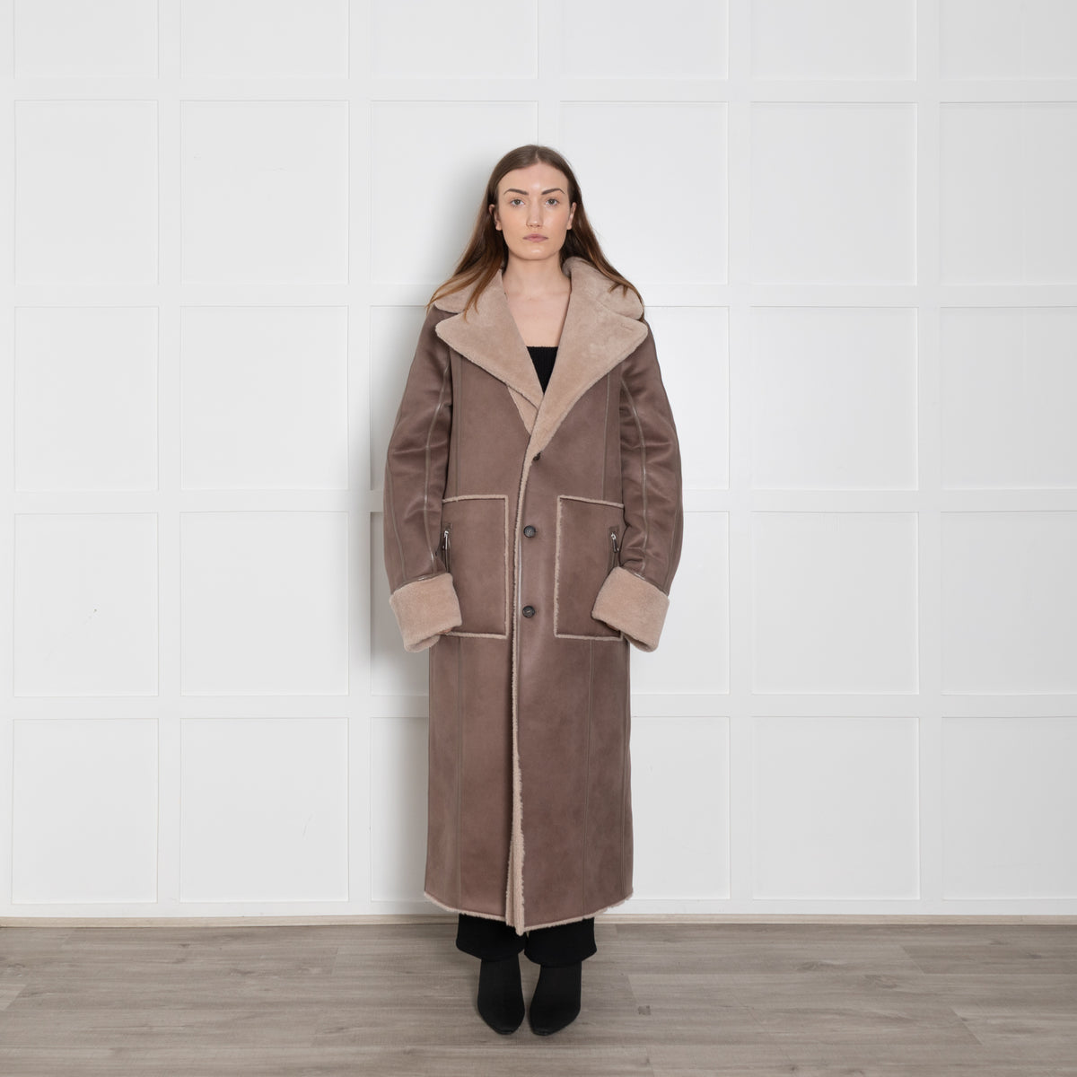 Urban Code Taupe Faux Fur Reversible Belted Coat