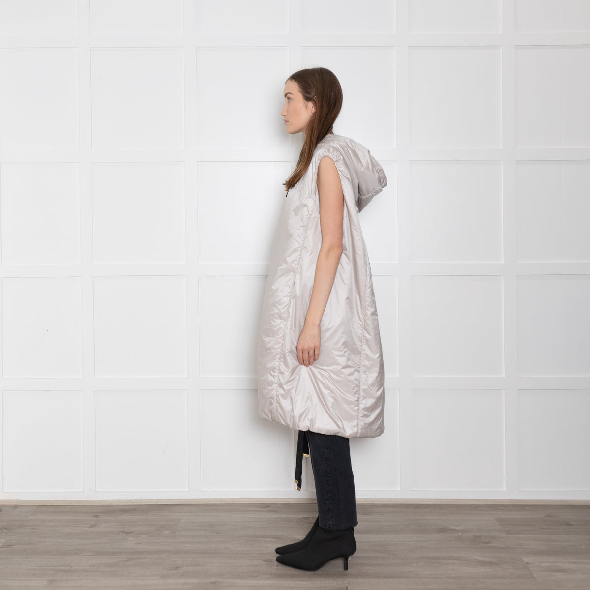 Max Mara The Cube Cream Long Hooded Gilet