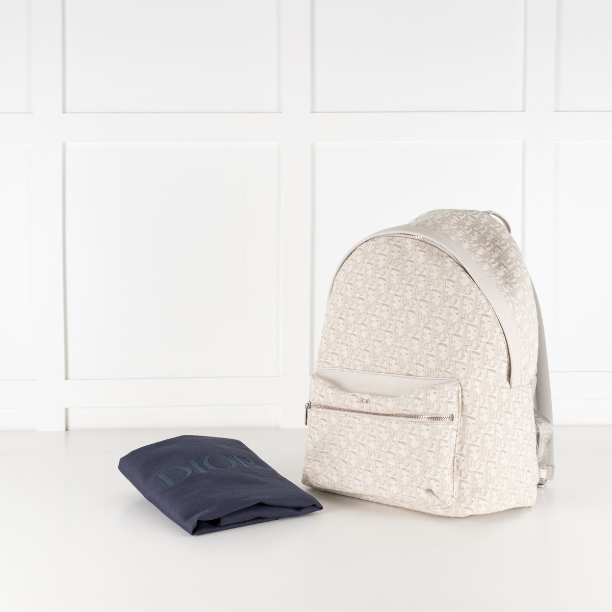 Dior White & Cream Canvas Monogram Rider Rucksack