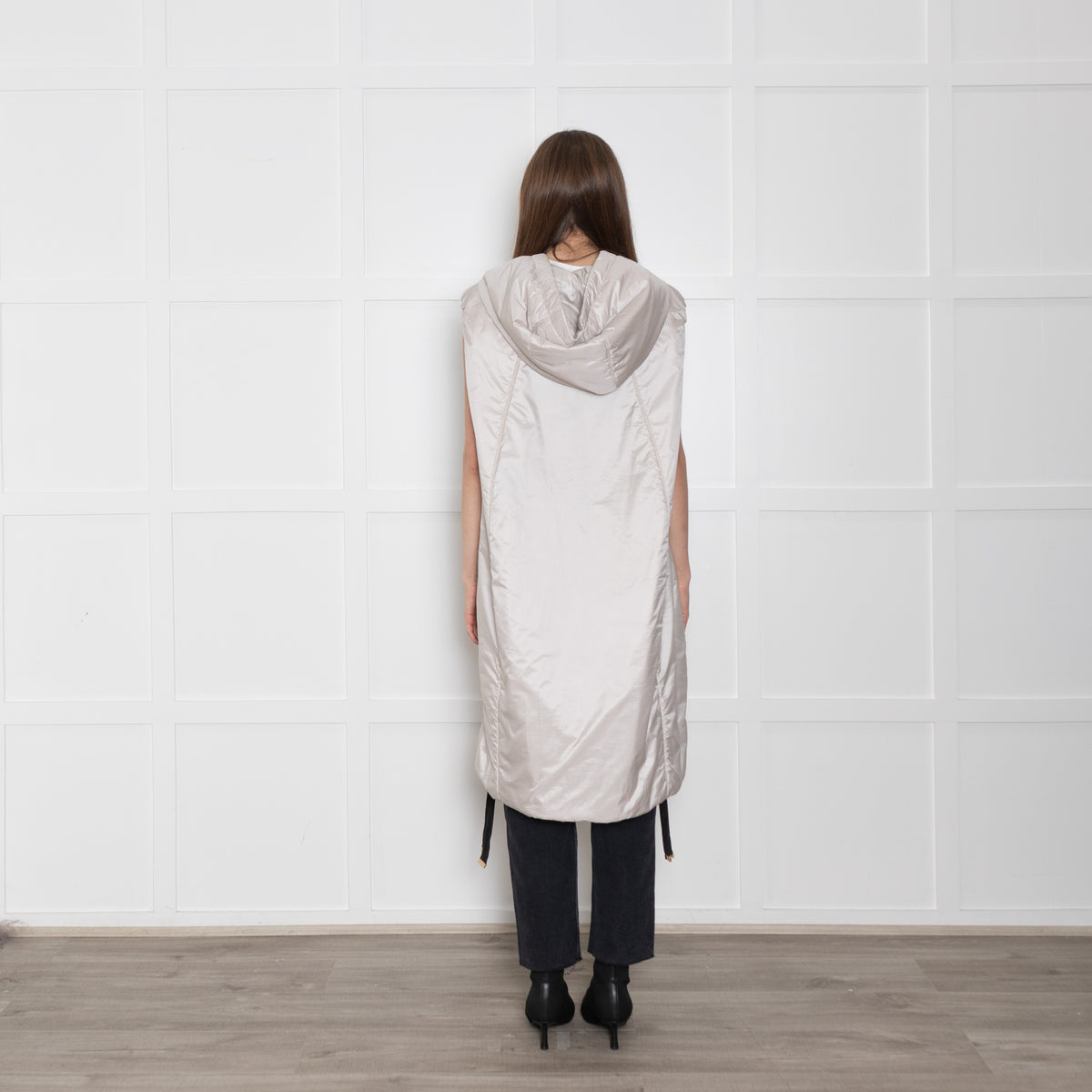 Max Mara The Cube Cream Long Hooded Gilet
