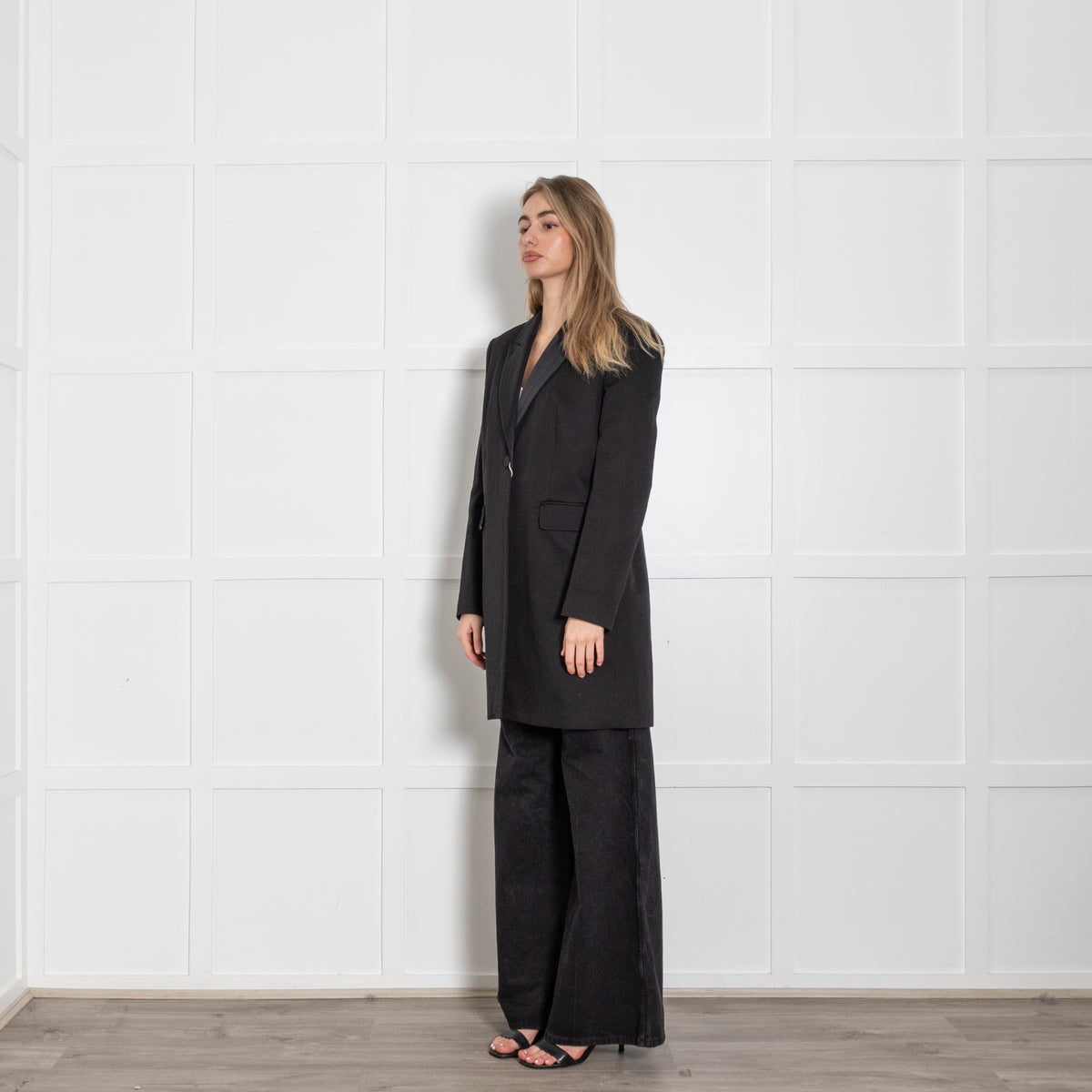 Ba&Sh Black Textured One Button Coat