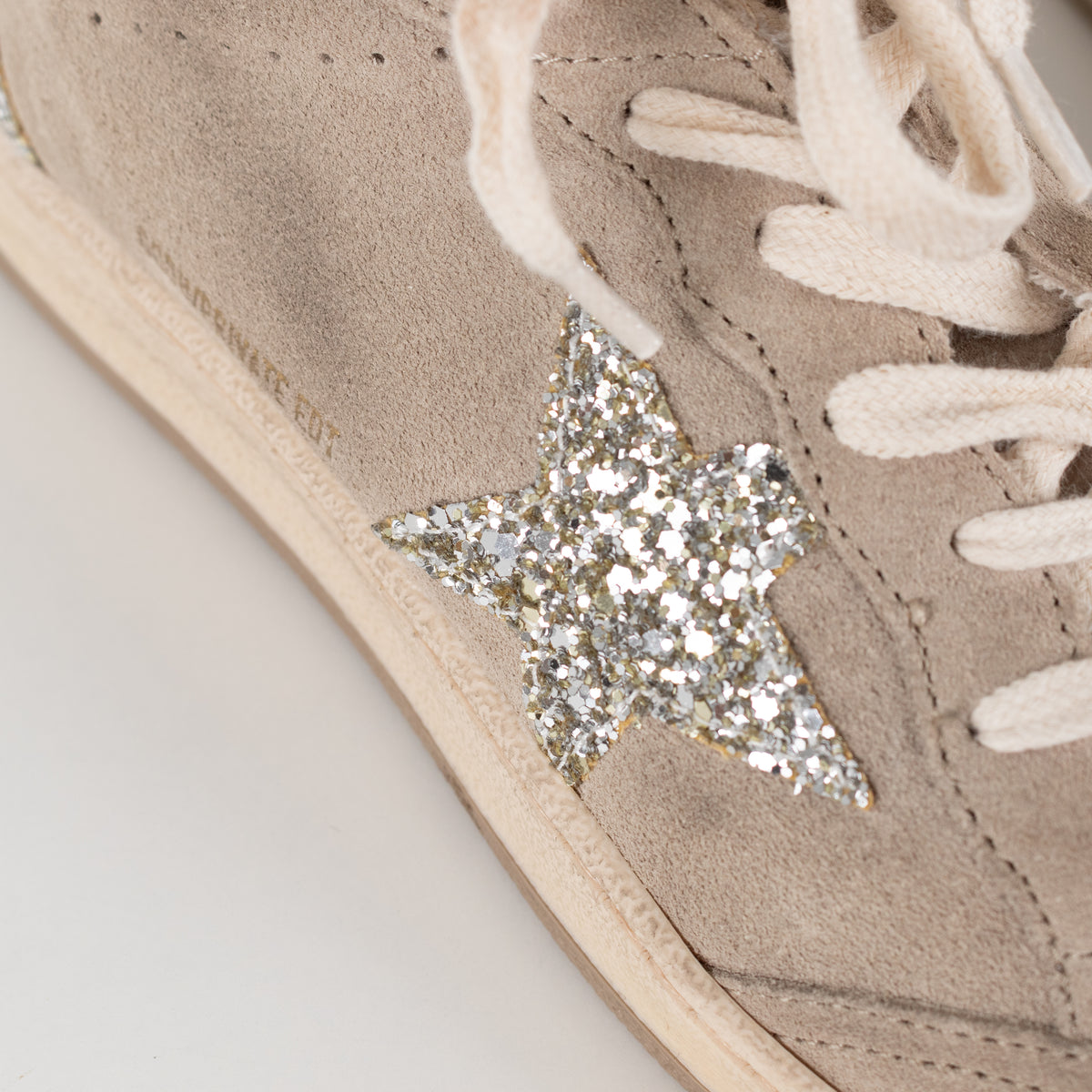 Golden Goose Beige Ball Star Glitter Suede Trainers UK 9