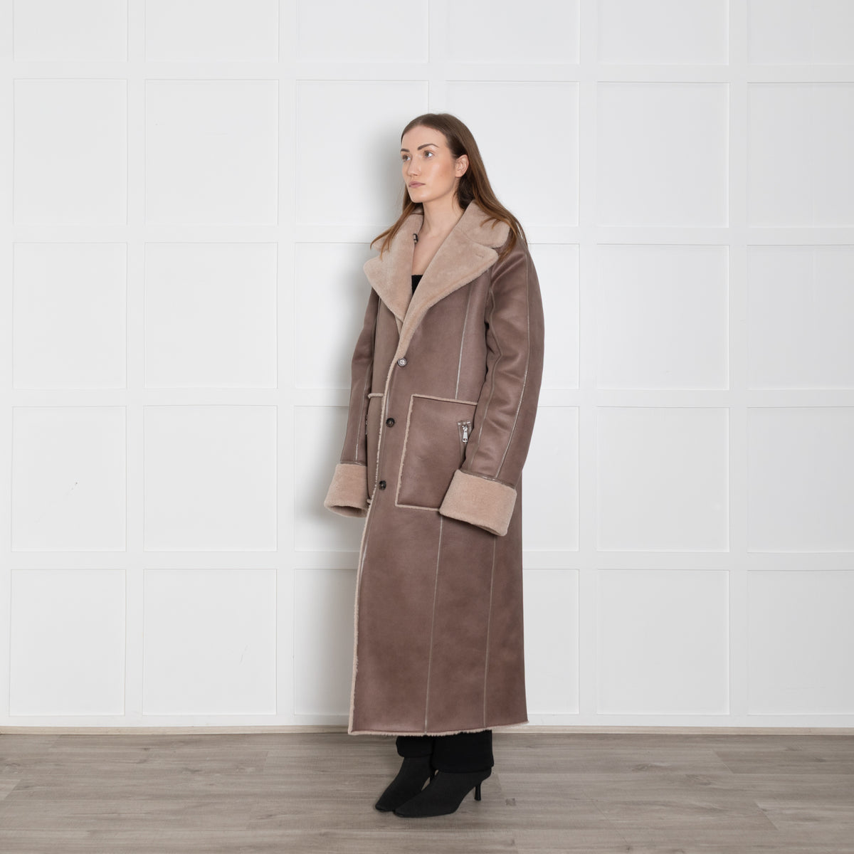 Urban Code Taupe Faux Fur Reversible Belted Coat